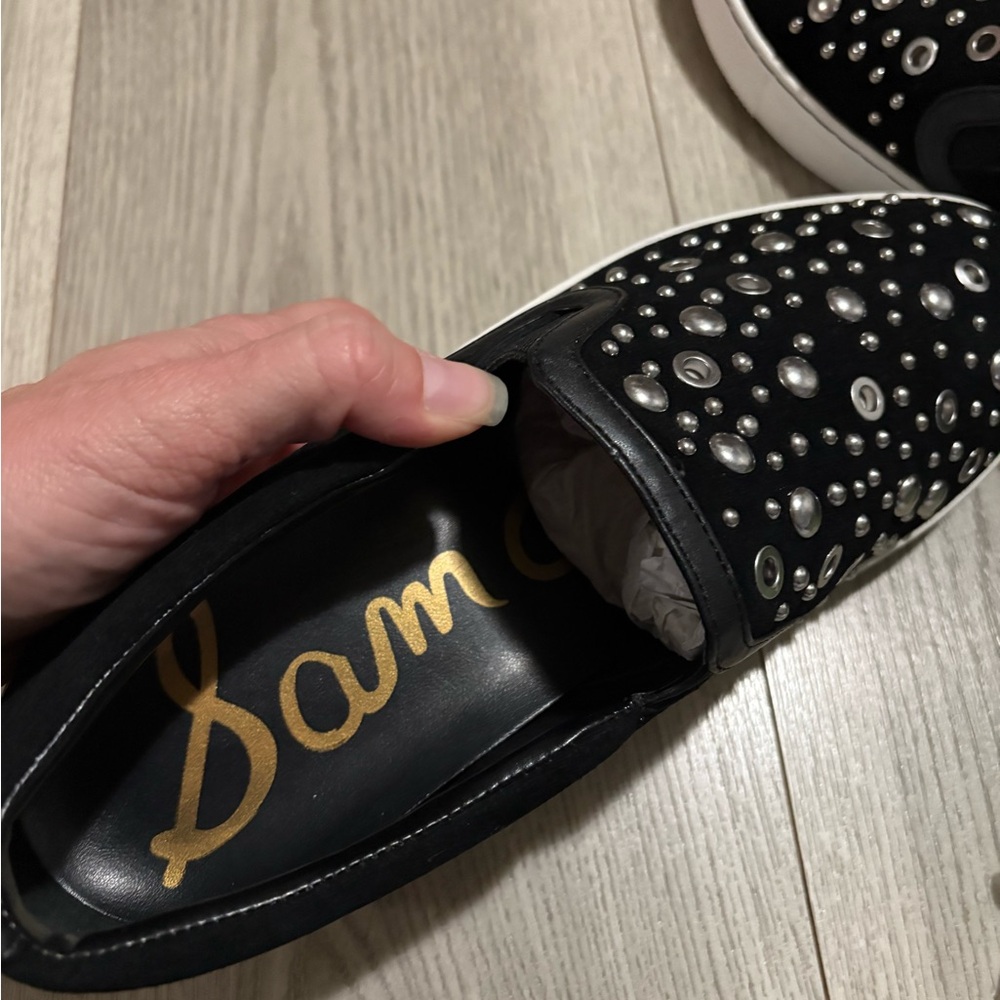Sam Edelman Black and White Studded Sneakers - Picture 6 of 7